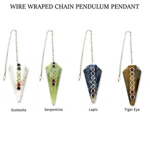 Vente en gros de pendule pointu de radiesthésie à facettes en labradorite naturelle chaîne enroulée en fil d'argent pendule de pierres précieuses Chakra pour la méditation - Product Image 6