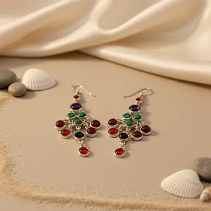 Pendientes de Plata de Ley 925 con Perlas de Agua Dulce y Flores de Esmeralda para Mujer, Chapados en Oro - Product Image 2