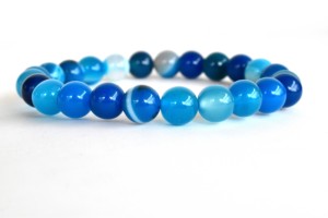 Wholesale Blue Banded Agate 8mm Round Beaded <b>Bracelet</b> Natural Healing Stone for Jewelry Fashion Meditation At Best Price - Product Image 4