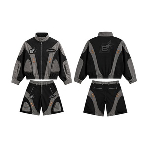 Custom Logo Hooded Oversized Nylon Plain Sets Vintage Windproof <b>Jacket</b> Pants 2 in 1 Design Eco-Friendly Tracksuit <b>Men</b> - Product Image 1