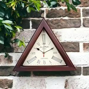 Handcrafted <b>Wooden</b> <b>Triangle</b> Clock Modern Desk and Table Timepiece for Home Office Decorative Display - Product Image 1