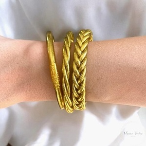 Chùa Phật giáo boudhiste Enfant vàng lá thần chú Bangles Vòng tay Bangle bracalets hiện đại từ f S quốc tế - Product Image 4