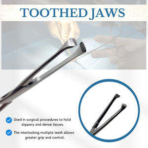 Instrumento médico Instrumentos de alta tecnología Pinzas de tejido Allis Acero inoxidable 4X5 Puntas de dientes 6 Abrazaderas de bloqueo Médico Quirúrgico - Product Image 5