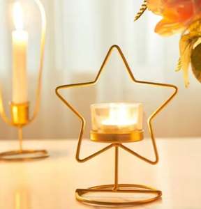 Portavelas Dorado de Estilo Nórdico, Decoración de Mesa, Portavelas para Velas de Té, Portavelas Votivas para Decoración del Hogar - Product Image 1