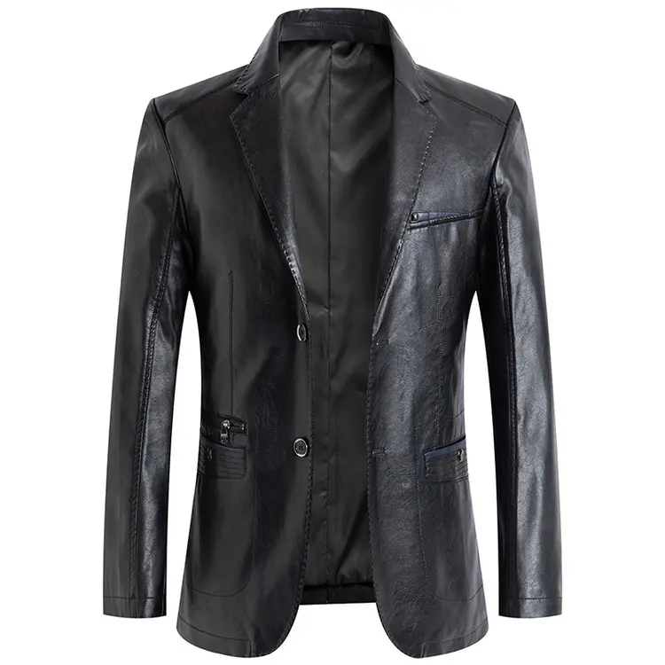High Quality Men's Leather Suit New Stylish Design Non Iron Leather Jackets Korean Version Slim Leather Blazer for Men