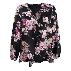 Top de gasa con volantes asimétricos de Rachel Rachel Roy - Negro para mujer, talla grande - Product Image 3