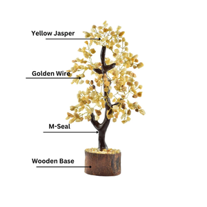 Pierre semi-précieuse naturelle jaspe jaune arbre de pierres précieuses 300 puces arbre de cristal Feng Shui Figurine pour la décoration de la maison - Product Image 6