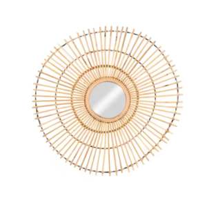 Miroir rond en rotin de haute qualité avec artisanat en bois élégant de conception de dessin animé pour la décoration murale - Product Image 3