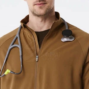 แจ็กเก็ตขัดผิวสำหรับผู้ชายเนื้อนุ่มมีกระเป๋าขัดผิวพร้อมกระดุมสแน็ปและกระเป๋าที่ใช้งานได้จริง - Product Image 5