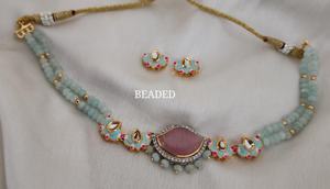 Lotus Minimal Wear Jewelry Set Agate Beads Collar y pendientes contemporáneos ligeros para mujeres Ideal para uso diario, ropa casual - Product Image 4