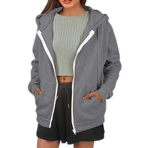 เสื้อฮู้ดผู้หญิงแบบสวมใส่สบายสำหรับฤดูหนาว ผลิตจากผ้าฝ้ายถักเนื้อนุ่ม 320gsm ทรงโอเวอร์ไซส์ ป้องกันการหดตัว ป้องกันการเป็นขุย ระบายอากาศได้ดี พิมพ์ลายด้วยเทคนิคซิลค์สกรีน ขายส่ง - Product Image 5