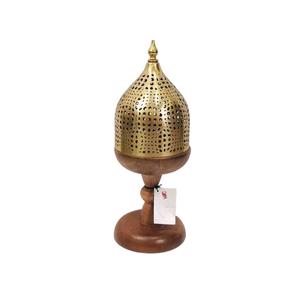 Premium Gold Plated Etching Design Top Wooden Body <b>Bakhoor</b> <b>Burner</b> for Home Indoor Fragrance Use Mabkhar Incense <b>Burner</b> Holder - Product Image 2