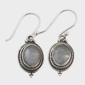 Boucles d'oreilles pendantes en pierre de lune, pierre précieuse, argent sterling 925, bijoux faits à la main, cadeau d'anniversaire pour elle, femme - Product Image 4