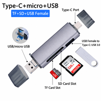 Lecteur de cartes SD TF USB-C en alliage d'aluminium, double emplacement, adaptateur de mémoire portable pour transfert de photos sur ordinateur portable, tablette, téléphone