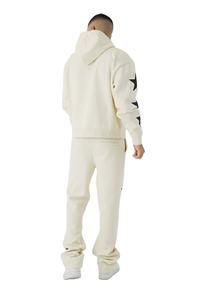 Survêtements personnalisés Superstar rose vif pour hommes, en coton, coupe ample, avec sweats à capuche et pantalons évasés, ensembles évasés - Product Image 5
