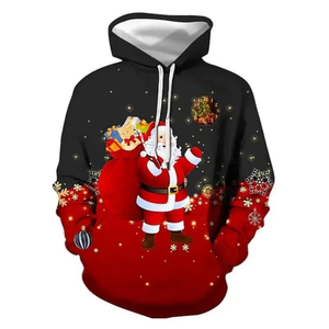 Christmas Oversized 3D for Puff Print Hoodie for Men 100% Cotton Embroidered Modest Pullover - Product Image 5
