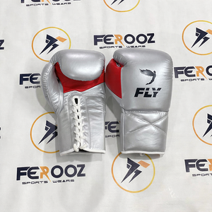 Equipo de Combate Profesional, Guantes de Boxeo Personalizados en Azul Plateado con Cordones Ajustables, Guantes de Kickboxing, Muay Thai, MMA - Product Image 6