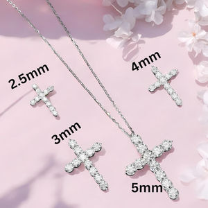 Classique Christian Moissanite Croix Pendentif Pave Moissanite Diamant 925 En Argent Sterling Croix Chaîne Collier Pendentif - Product Image 2