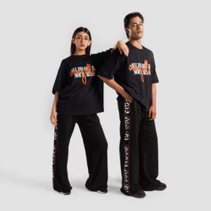 กางเกงสตรีทไลน์สีดำ กางเกงทรงสวยมีสไตล์สำหรับฤดูใบไม้ร่วง - Product Image 1