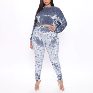 2024 nouveau élégant velours Logo personnalisé survêtement haut court pantalons de survêtement survêtement 2 pièces ensemble femmes velours survêtements pour femmes - Product Image 6