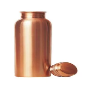 Decorative Table ware bottles In gift Box subzero water Engraved Copper Water Bottle with Glass pure copper bottle