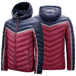 Chaqueta acolchada de trabajo con parches y bordado personalizado para hombre, abrigo de invierno con capucha acolchado grueso y cálido, tela tejida multicolor con tu propio logotipo - Product Image 5
