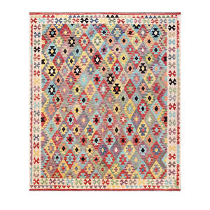 Alfombra Kilim de Maimana, Afganistán, 299 x 257 cm, Juego de Alfombras - Product Image 1