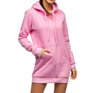 Robe à capuche pour femme en coton 100% de qualité supérieure, manches longues, taille plus, pull à capuche pour femme avec couleurs et logo personnalisés - Product Image 1