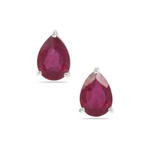 Pendientes de Granate Corte Pera en Plata de Ley Chapada en Oro Rosa de 14k - Product Image 3