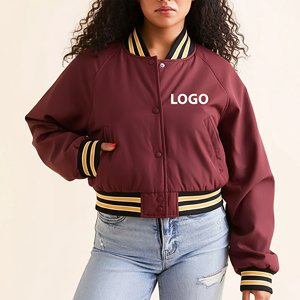 Custom made Women's Varsity Jacket 100% Polyester Chenille Embroidery Letter Pattern Windproof Dyed OEM Crop Bomber <b>Coat</b> 2026 - Product Image 3
