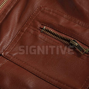 High Quality Custom Designed Men's Leather Jacket <b>Stand</b> Winter High Street Style Solid Color Quick Dry Breathable Custom Logo - Product Image 5