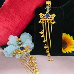 Boucles d'oreilles chaîne polonaise Apala avec pierre de Moissanite accessoire parfait d'étincelle luxueuse pour les ensembles ethniques et indo occidentaux - Product Image 3