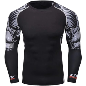 Rashguard respirant à séchage rapide avec logo frontal pour MMA, BJJ, fitness, entraînement en salle de sport, vêtements de sport personnalisés en spandex/polyester - Product Image 4