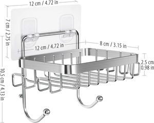 Porte-savon de salle de bain, accessoire de rangement élégant pour la zone de douche, support mural en acier inoxydable pour savons, métal personnalisable - Product Image 6