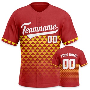 Maillot de Baseball Personnalisé Rouge Or Hommes Femmes Jeunes Enfants Uniforme Boutonné Chemises de Baseball Personnalisées - Product Image 1