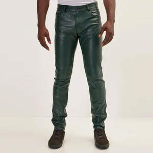 Pantalon en cuir d'agneau pour homme de qualité supérieure, couleur personnalisée, style streetwear, prix bas pour les derniers pantalons en cuir en vente - Product Image 1