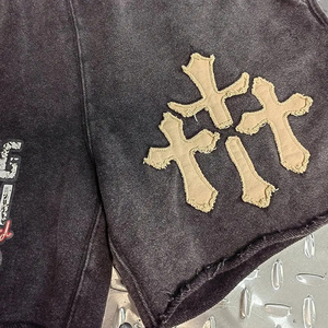 Custom Eco-Friendly <b>Men's</b> Vintage Wash Thick Cotton French Terry <b>Shorts</b> Solid Applique Embroidery Casual Street Wear Logo - Product Image 6