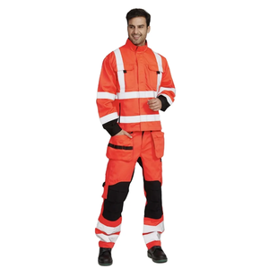 ชุดทำงานวิศวกรคุณภาพสูงแบบสองชิ้น ชุดยูนิฟอร์มก่อสร้างอเนกประสงค์สำหรับทุกเพศ เสื้อผ้าสำหรับงานในโรงงาน ชุดทำงานแบบโอเวอร์ออล ผลิตจากโพลีเอสเตอร์ - Product Image 4