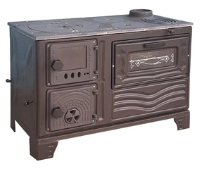 Estufa de Leña Independiente de Hierro Fundido Negro con Horno, Calentador Ecológico Compacto para Sala de Estar, Estufa Rústica - Product Image 2