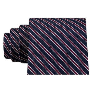 For Tommy for Hilfiger Men's Preppy Stripe <b>Tie</b> Classic Floral Jacquard Printed Silk and <b>Polyester</b> Red Regular Size for Gifts - Product Image 2