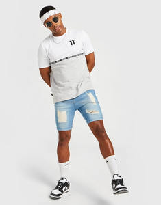 Shorts en jean stretch slim pour homme, denim fin, bleu ciel, modèle vierge, fabriqué au Pakistan, dernière collection - Product Image 4