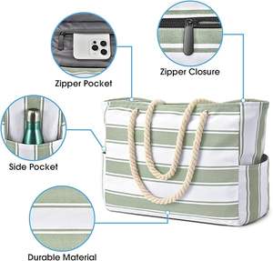 Grand sac de plage imperméable uni pour femmes avec fermeture à glissière, résistant au sable, pour la natation, la piscine, les voyages - Product Image 4