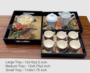 Ensemble de trois plateaux de service rectangulaires en MDF à impression personnalisée ensemble de plateaux de cuisine OEM ODM pour le petit déjeuner ou le dîner - Product Image 3