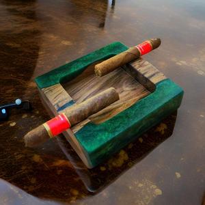 Luxury Epoxy Resin Wood Pocket-Sized <b>Ashtray</b> Handmade Modern Cigar Tray Metal Filter Unique Smoking Accessory Desk Decor Gift - Product Image 2