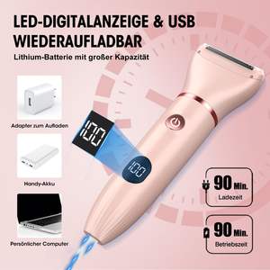 Tondeuse électrique rechargeable 3-en-1 pour femmes, utilisation humide/sèche, pour les poils du bikini et du pubis, épilateur facial avec technologie étanche IPX7 - Product Image 4