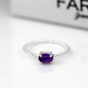 925 Sterling Silver Classic Fine Ring <b>Purple</b> Amethyst Gemstone for Weddings Anniversaries Parties or Engagement <b>Gifts</b> - Product Image 1