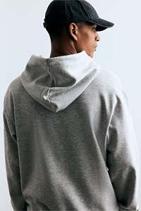<b>Men's</b> Light Grey Long Sleeve Sweatshirt Loose Relaxed Fit Drawstring Hoodie Stand Jersey Lined Cotton Blend Winter <b>Jacket</b> - Product Image 4