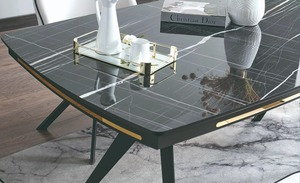 Juego de comedor elegante y moderno con 1 mesa y 6 sillas para el hogar, Villa u hotel, mejora el espacio de la cocina, muebles para el hogar de uso general - Product Image 2