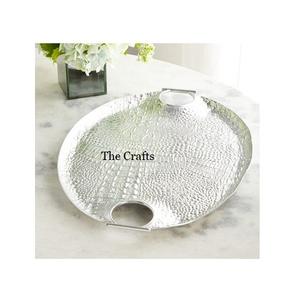 Bandeja martillada de acero inoxidable de forma redonda para accesorios de cocina, bandeja para servir alimentos de la más alta calidad - Product Image 2