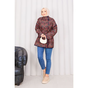 Ethnic <b>Pattern</b> <b>Quilted</b> <b>Jacket</b> with Reversible Satin Outer Floral Linen Lining XL Polyester/Cotton Filling for Spring Autumn - Product Image 4